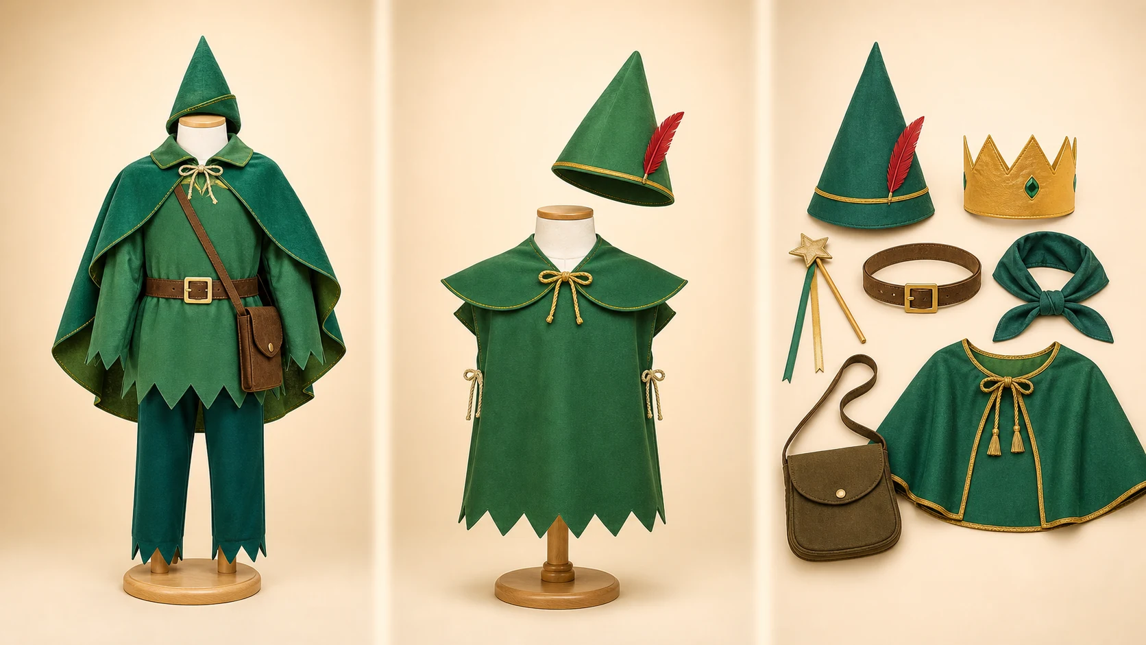 Complete Book Week party costume, simplified dress-up set, and coordinated accessory assortment